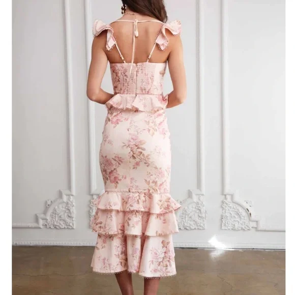 V. Chapman Blush Floral Tiered Dress - Picture 3 of 7